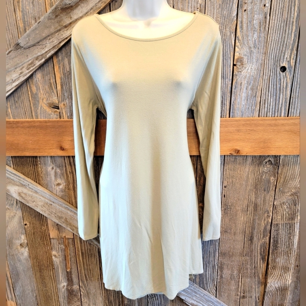 Soft Surroundings Tunic Dress Medium soft stretch long sleeve green turkey